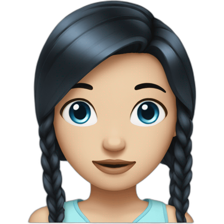 Girl with black hair and blue eyes and her hair is tied emoji