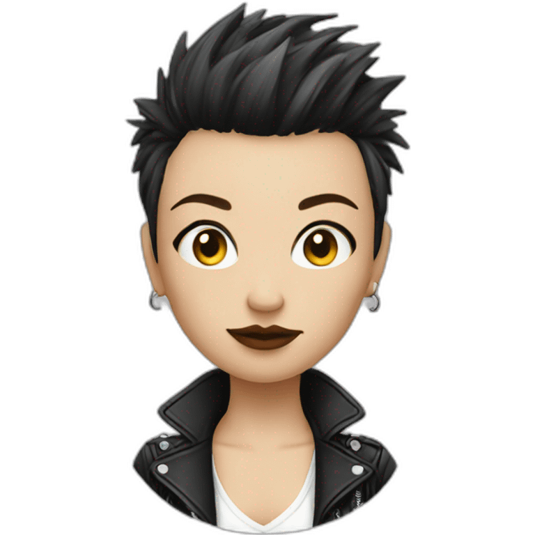 Punk female , read and black short hair, emoji