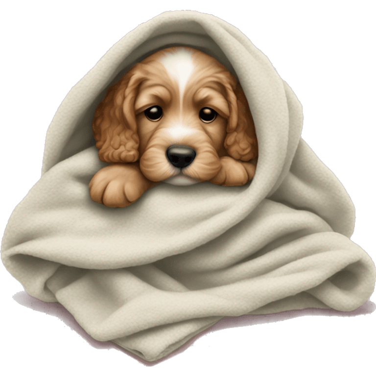 cockapoo puppy sleep in blanket emoji