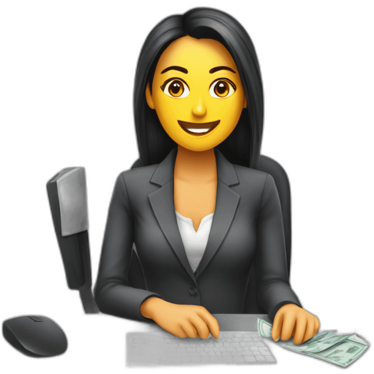 Mujer sexy trabajando en una oficina bancaria emoji