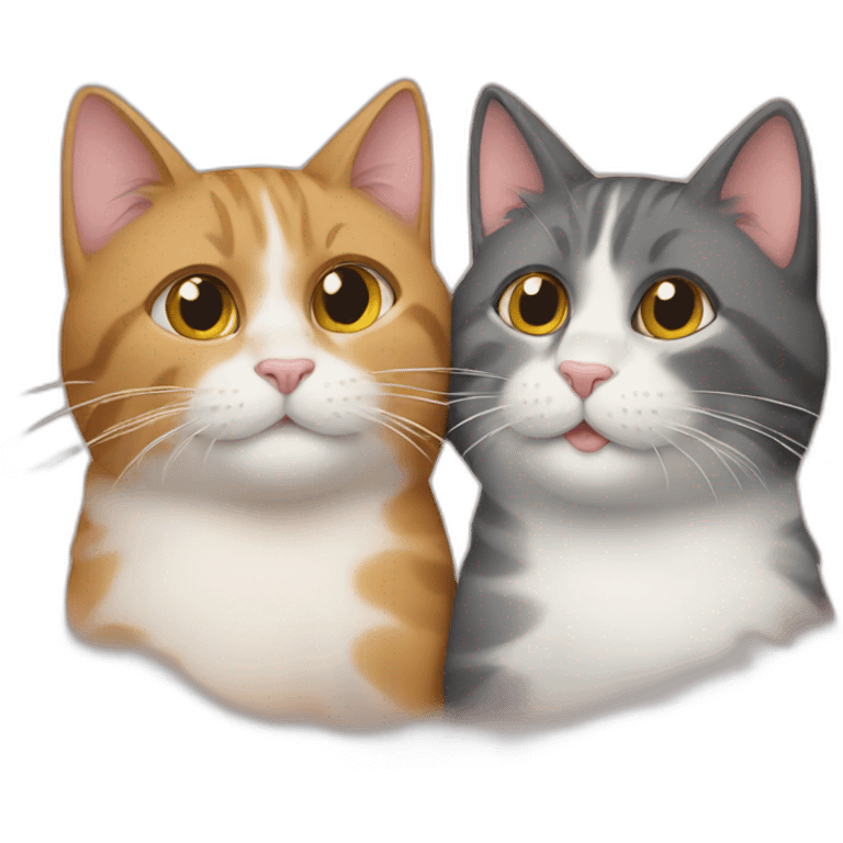 Two cats sharing love emoji