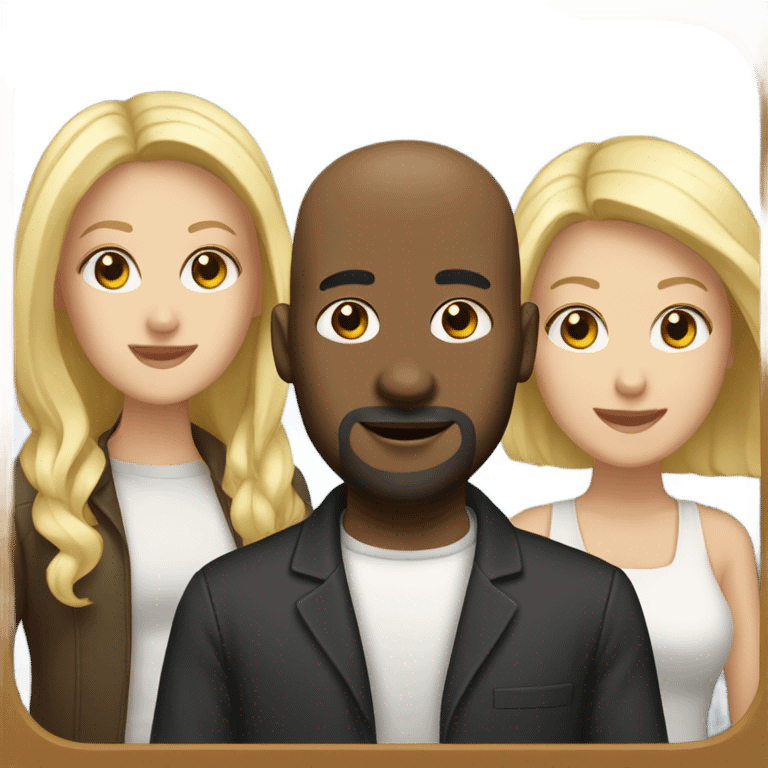 group of people including one bald black man, one bald white man with a beard, three women with dark hair, and one women with blonde hair emoji