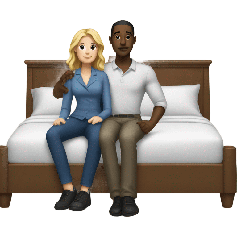 Black guy on bed with white girl emoji