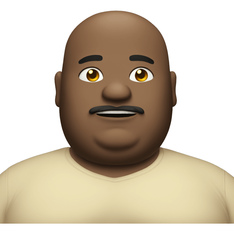 Very fat man with extreme belly rolls and belly button lint who is bald  emoji