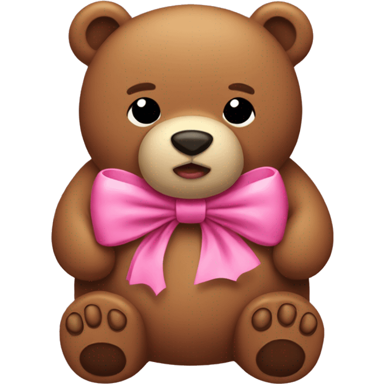 brown fat bear pink bow emoji