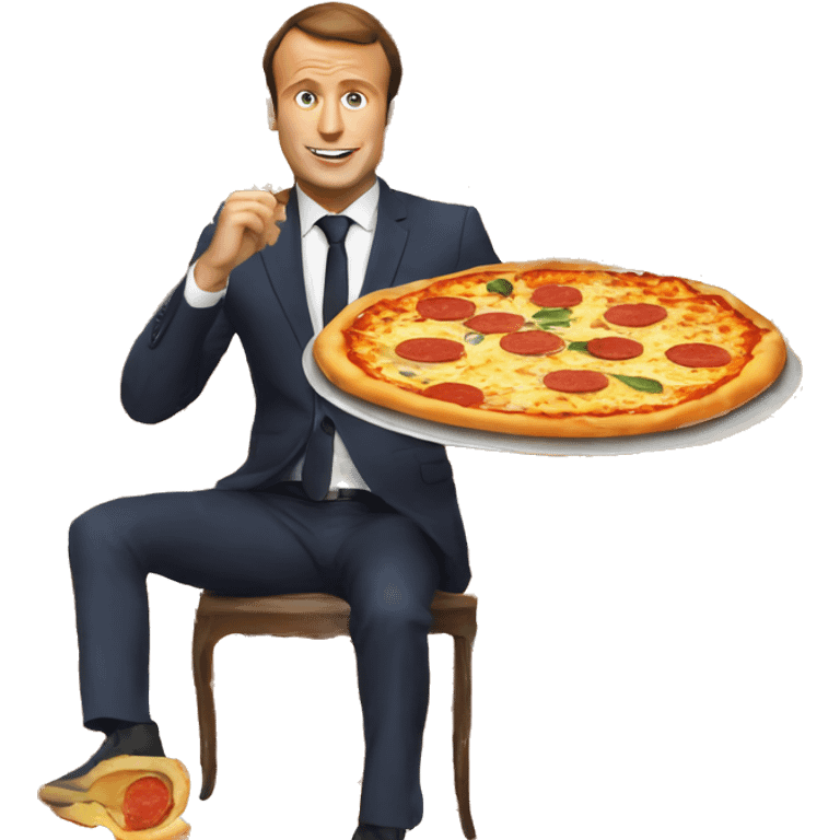 macron qui mange une pizza emoji