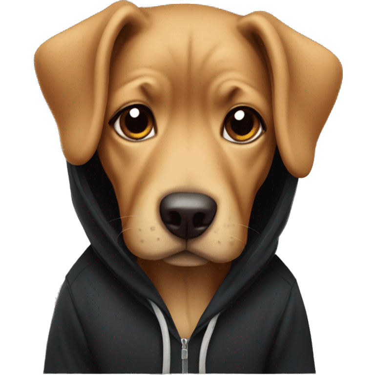 dog wearing black hoodie emoji