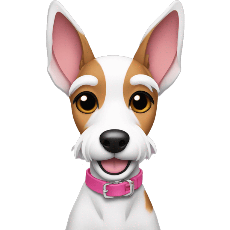  AI generated sticker of a mini fox terrier pink collar, inspired by the style of “Lady and the Tramp.” White outline around it emoji