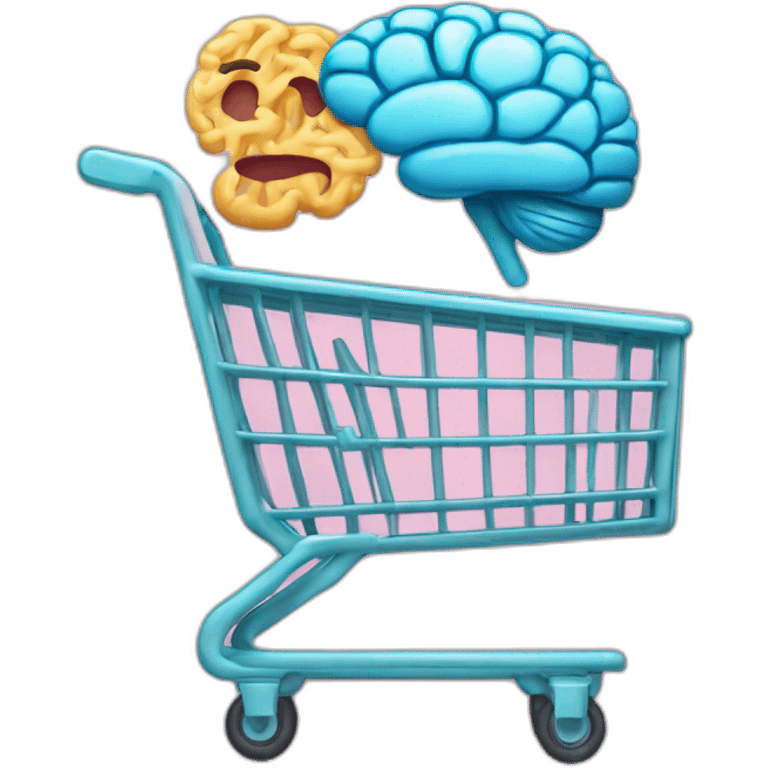 supermarket cart WITH a BRAIN inside emoji