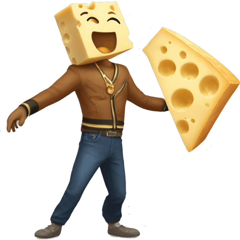 Cheese block dancing with sea hawk emoji