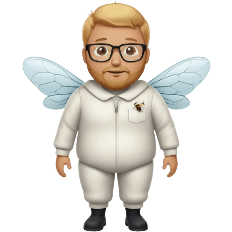 full body medium plus size male bee keeper with  short light strawberry blonde hair and goatee wearing glasses  emoji