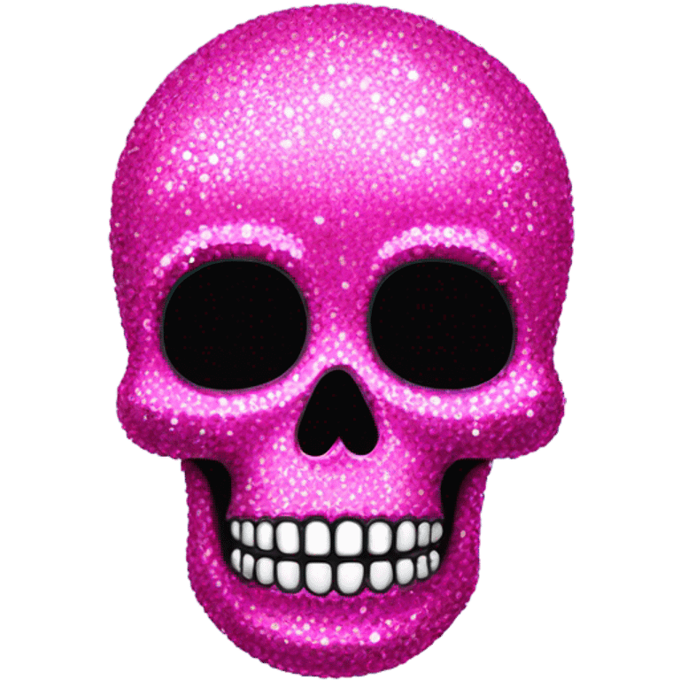 Crystalized hot pink skeleton head that is shiny with crystals emoji