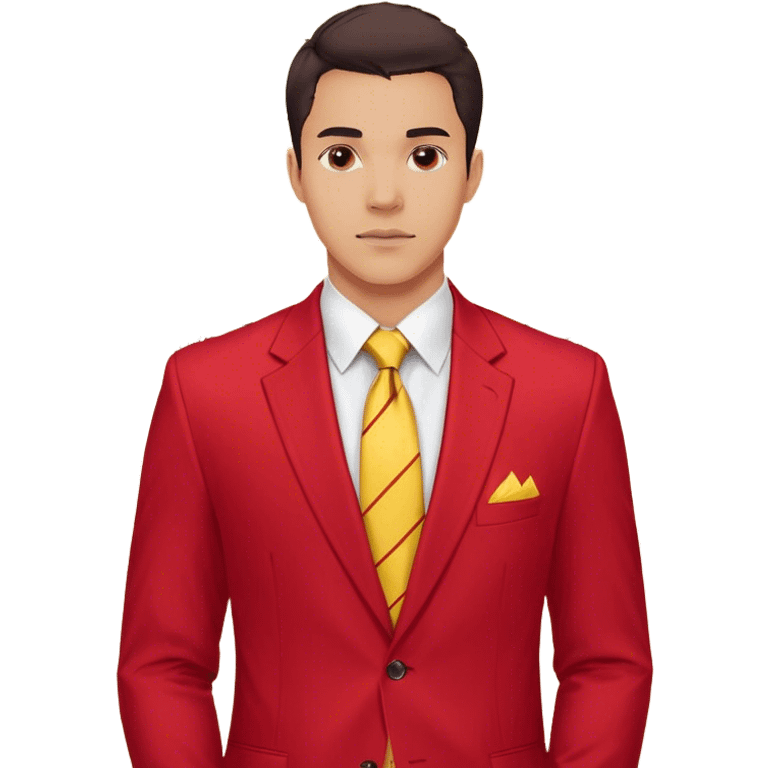 "A bust of a professional man wearing a red blazer with yellow accents, a yellow dress shirt, and a red tie, symbolizing career growth and opportunities. He has a confident expression, short well-groomed hair, and a determined look. Behind him, a financial or business growth chart (📈) with a bold red upward-trending arrow is displayed, reinforcing the theme of progress and success. The background is minimalistic, with clean lines focusing on the man’s upper torso and the business chart. The overall design is modern, professional, and business-oriented. emoji