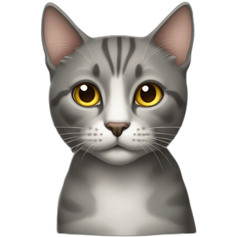 a cat with brass eyes color, and with a dark grey skin emoji