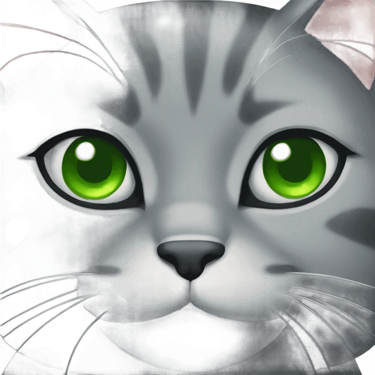 ugly grey cat with green eyes  emoji