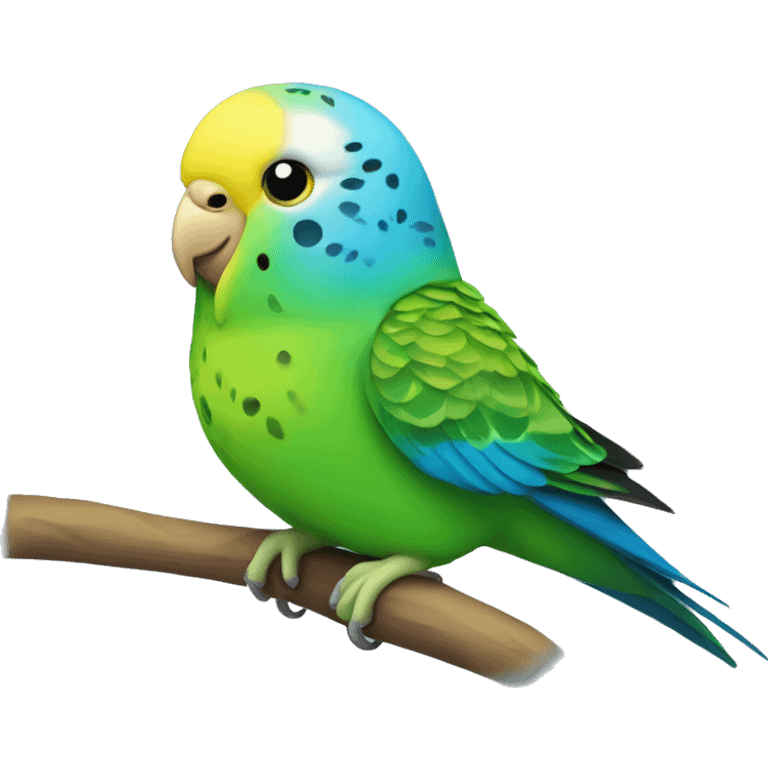 green budgie with yellow head and blue nose emoji