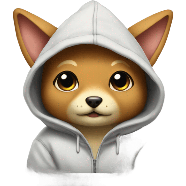 Evee wearing a hoodie emoji