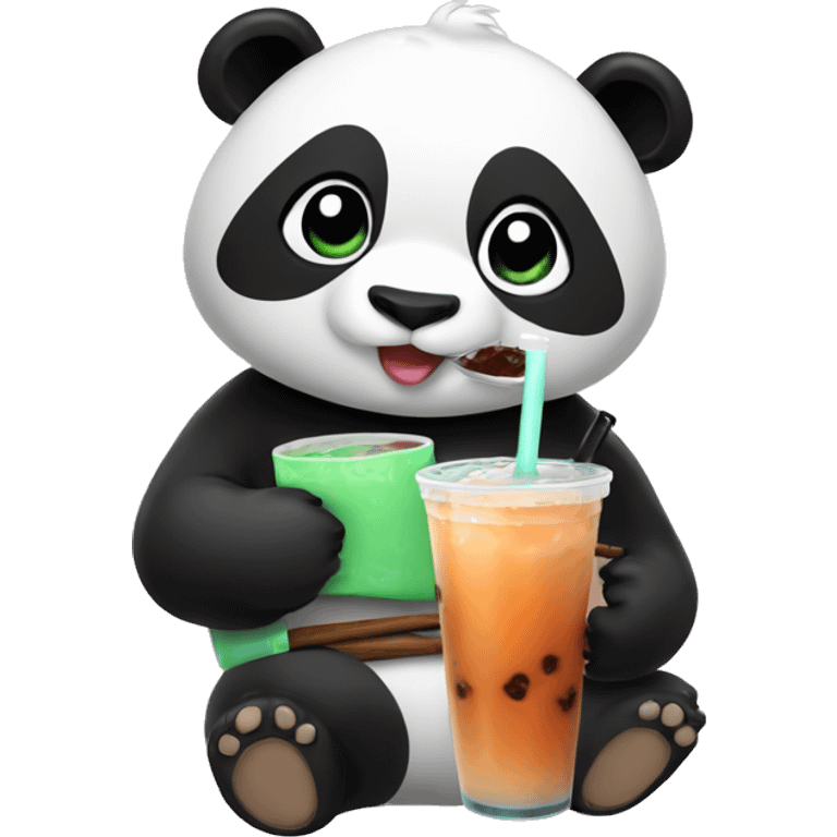 Panda drinking boba tea emoji