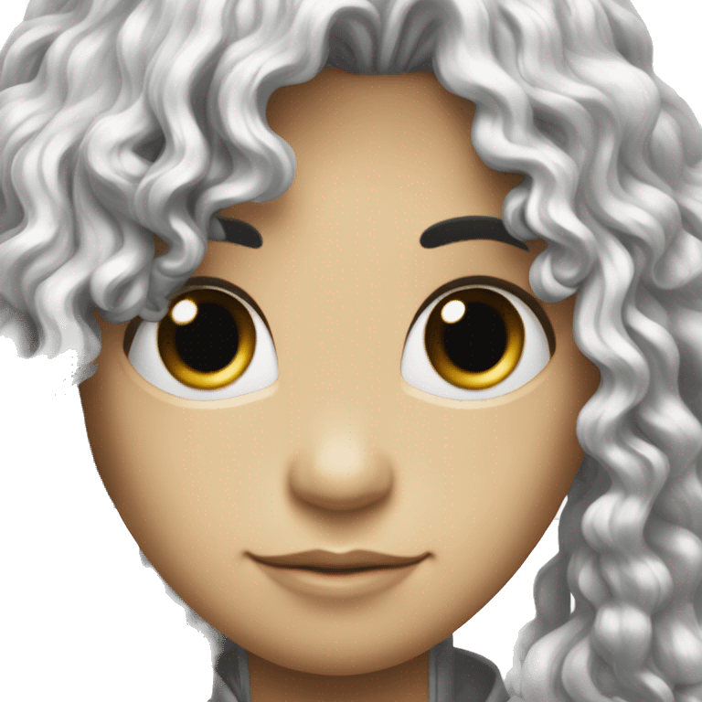 super curly long black hair, white skin, iron man, profile photo emoji