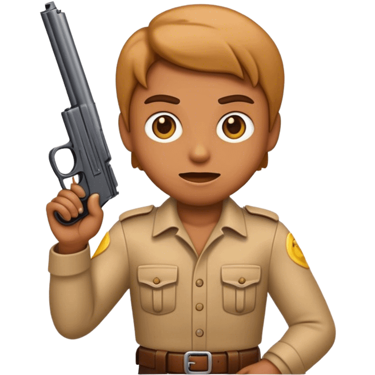 Emoji holding a gun emoji