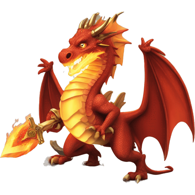 Imperia Roman fire dragon with a flaming sword emoji