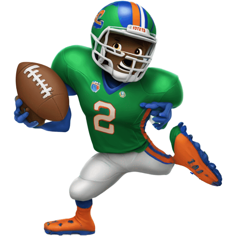 A gator in a epic gators tv football jersey playing football emoji