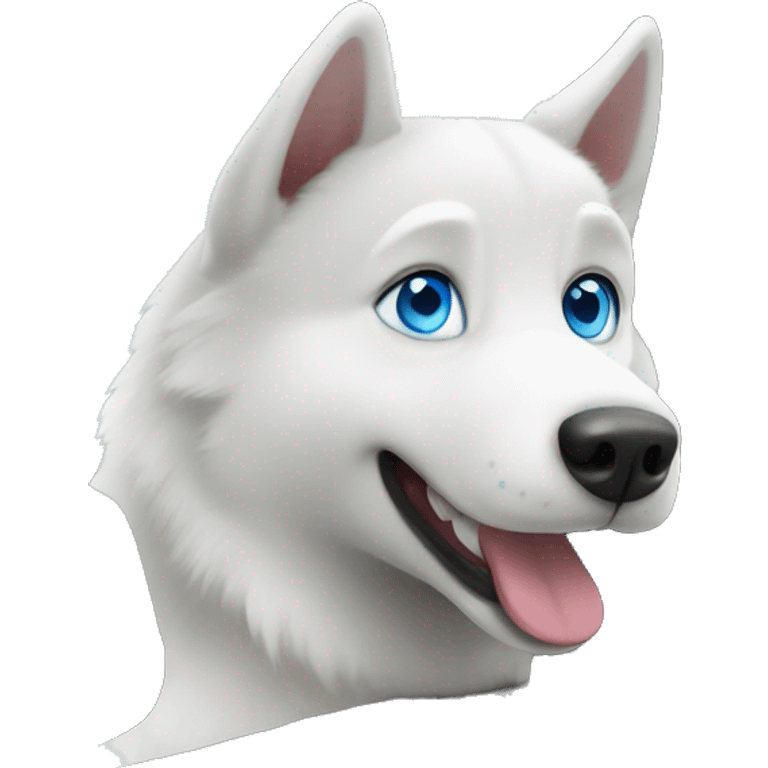 Happy white husky blue eyes head out the car window emoji