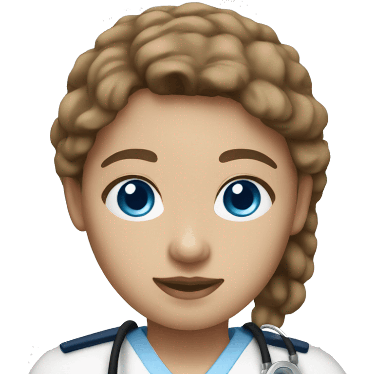 Nurse with light skin, brown hair and blue eyes  emoji