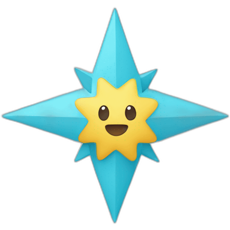 Rotated four point star flat baby blue color emoji