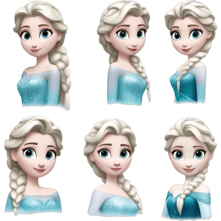 un pato con cuerpo azul, cabeza blanca y trenza con cabello blanco como Elsa de frozen emoji