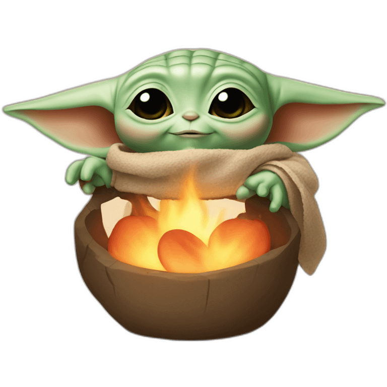 Baby yoda holding hearth emoji