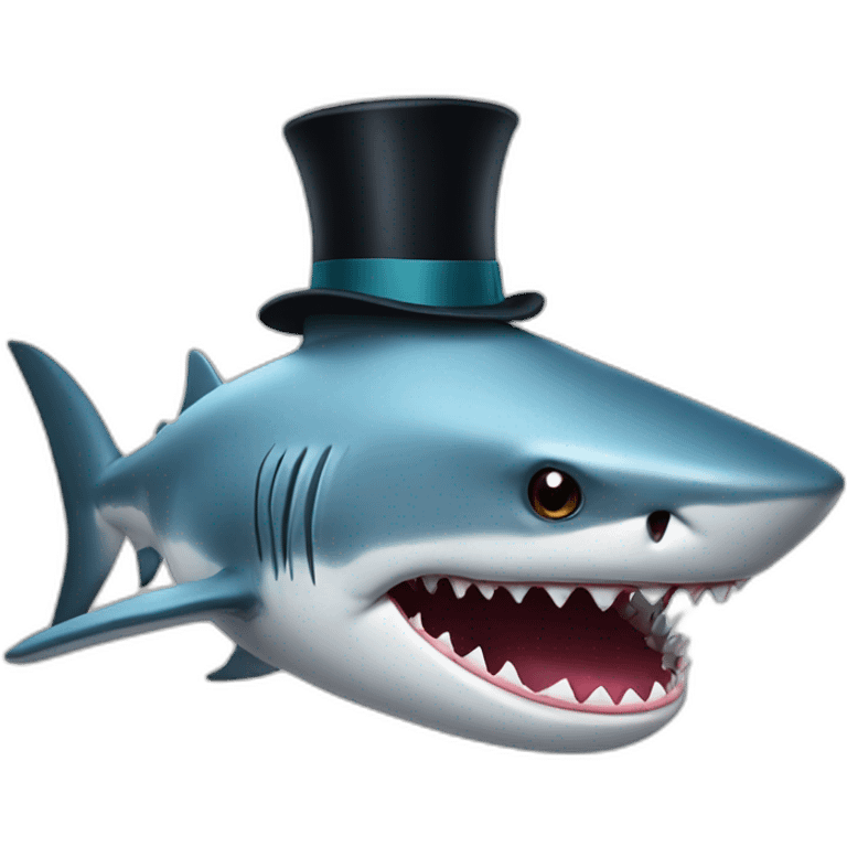 Shark with a top hat emoji