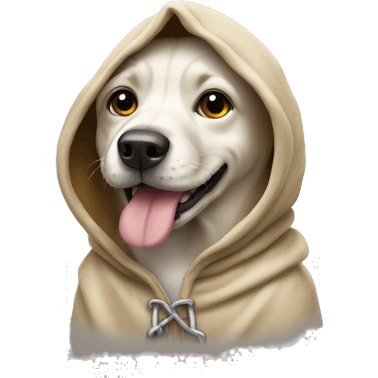 Dog wearing hodie emoji