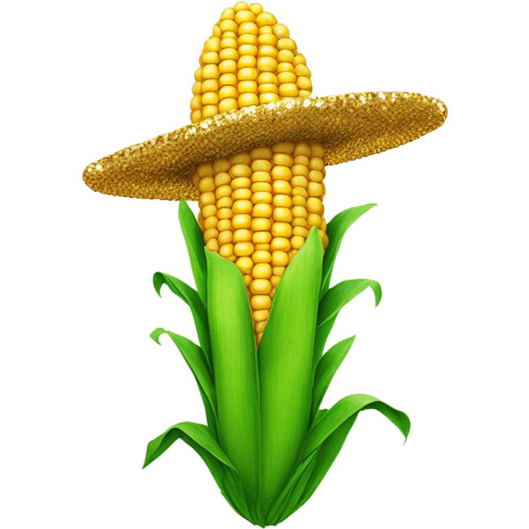 corn stalk with sequin hat emoji