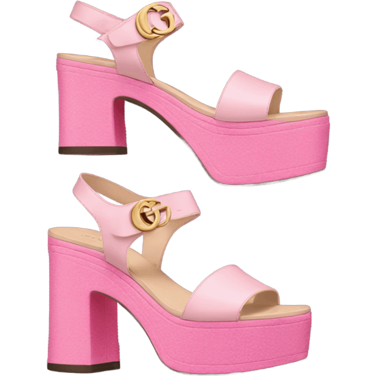 Platform Gucci sandals pink emoji