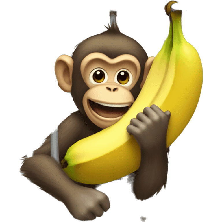 The monkey's outside. Banana inside the cage.  Monkey trying to get the banana out of the cage emoji