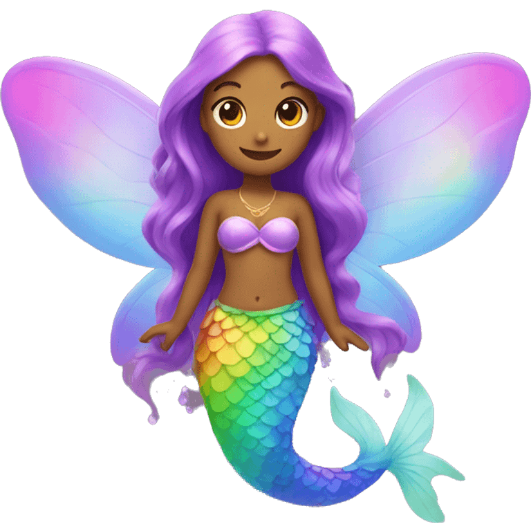 Fairy with mermaid tail and rainbow wings emoji