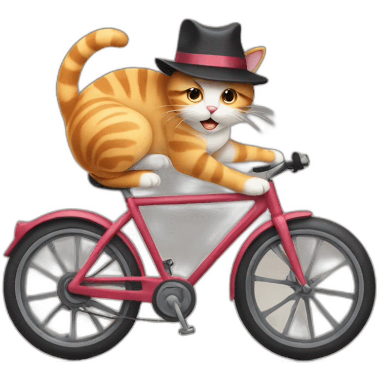 cat with hat on a bike emoji