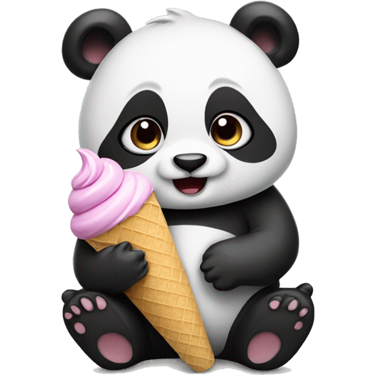 Panda eating ice cream emoji