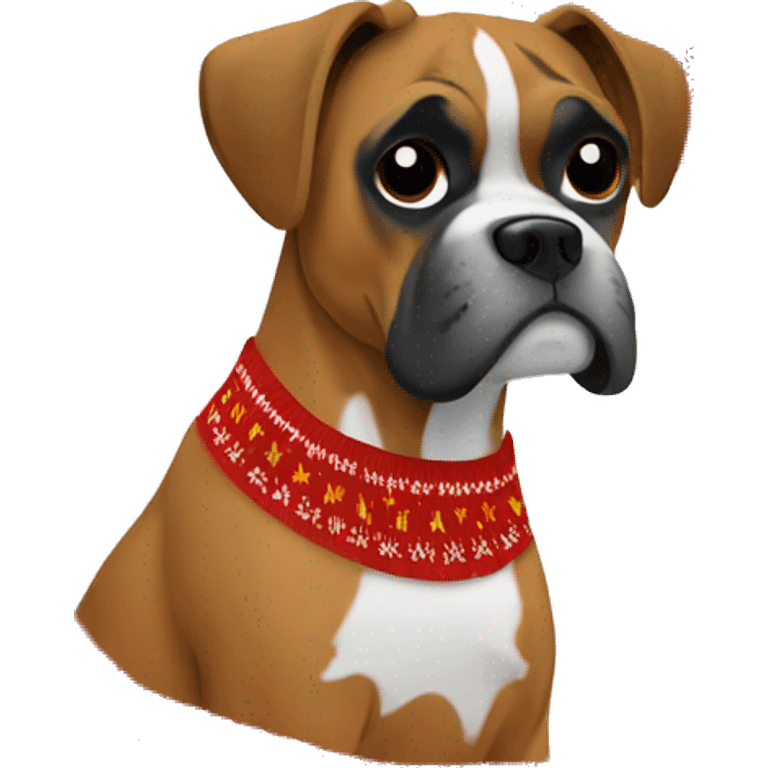 Boxer dog in christmas Sweater  emoji