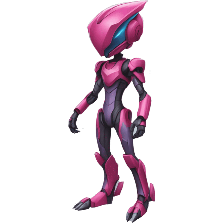 a Genesect-Raptor-Fakémon-Medabot-—hybrid with a futuristic visor-helmet and a suit full body emoji