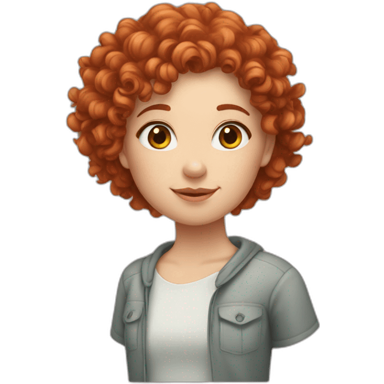 Red curly haired white girl with love emoji