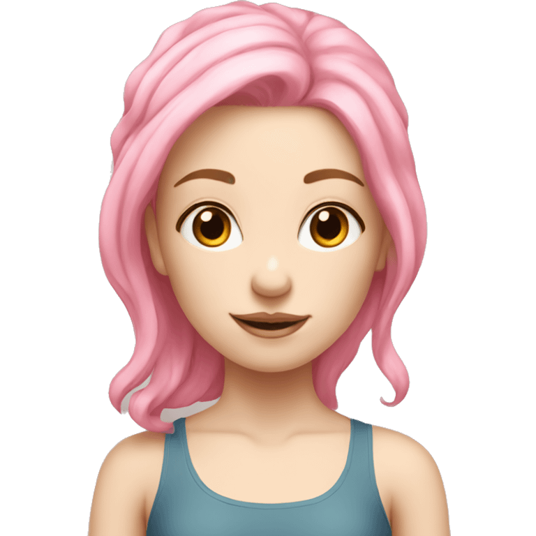 yoga but girl with pink hair and pale skin emoji