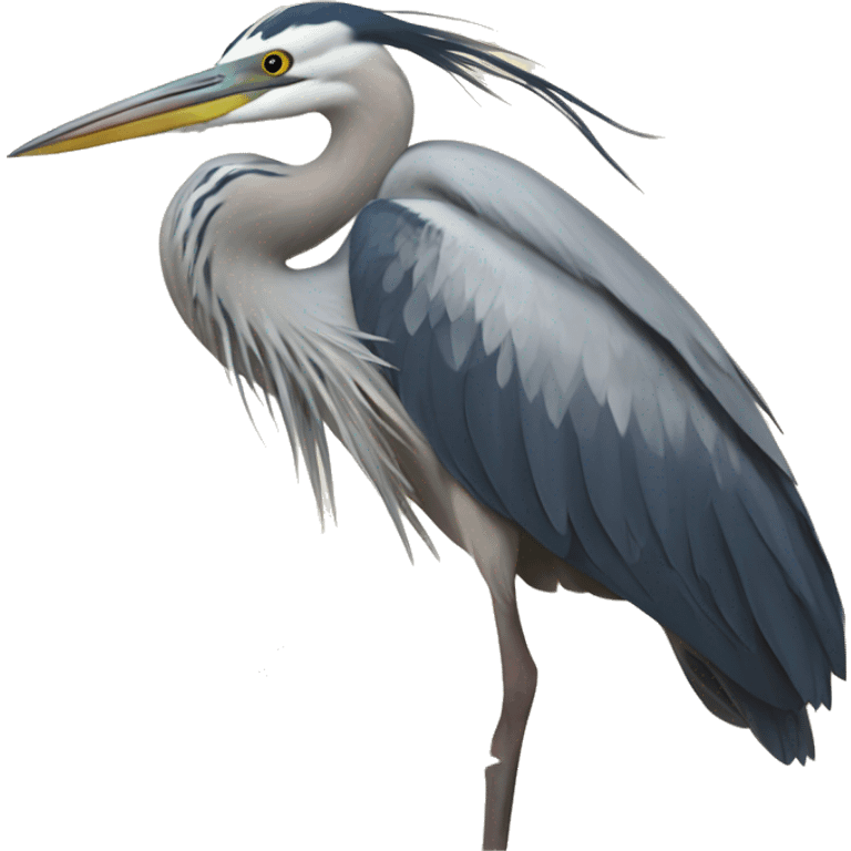 A heron  linking one of the books ‘Les limites de la croissance’. emoji