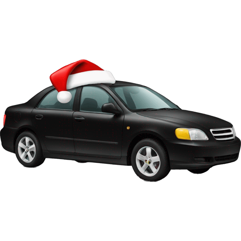 A black car with a Santa hat on emoji