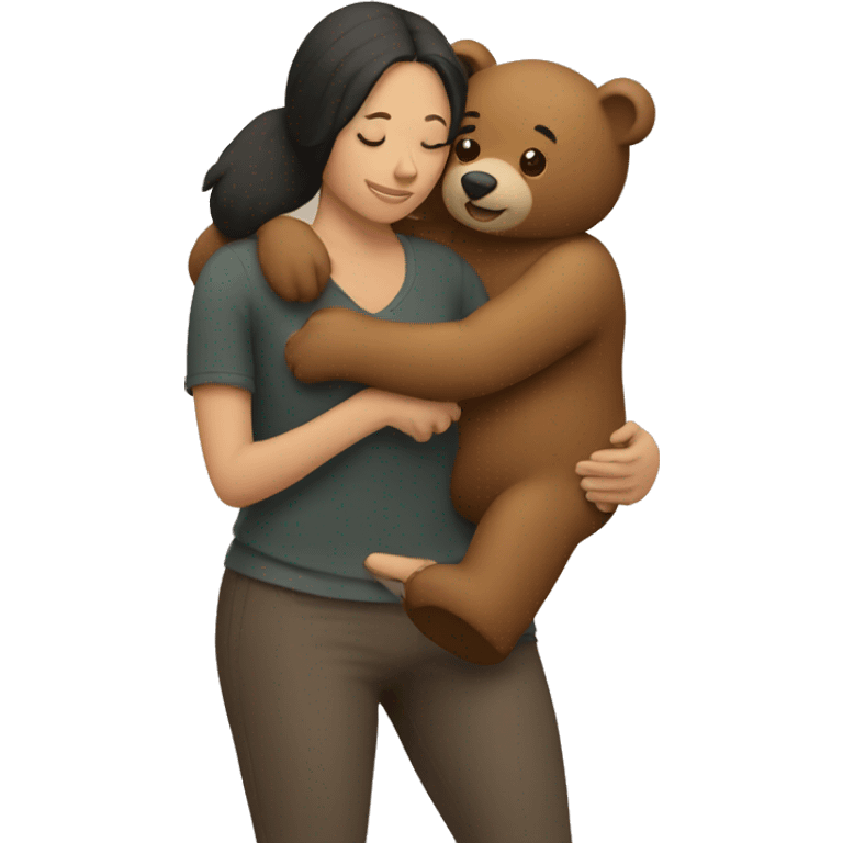 Two women hugging a bear emoji