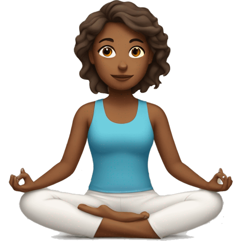 Brown girl sitting in a yoga position emoji