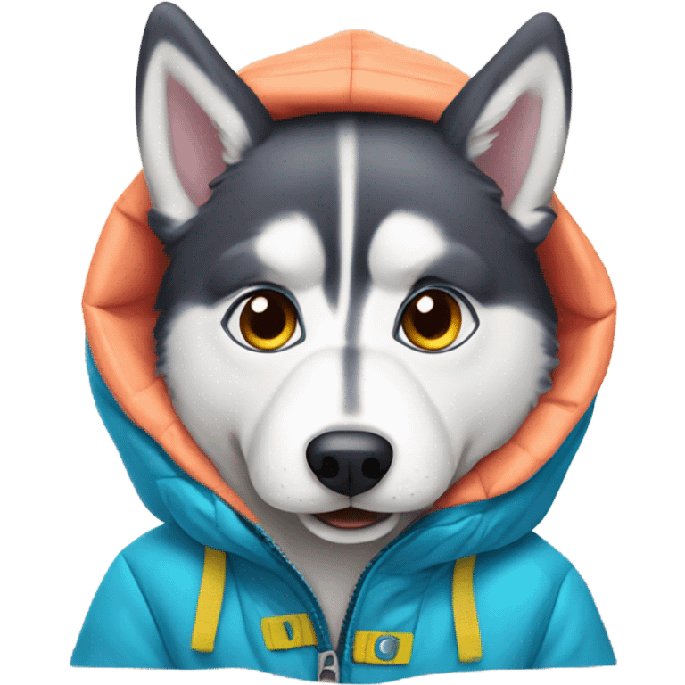 Husky wearing a parka emoji