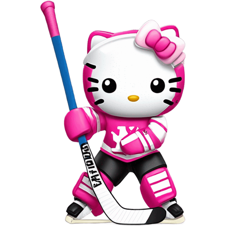 Pink hello kitty as a hockey goalie emoji