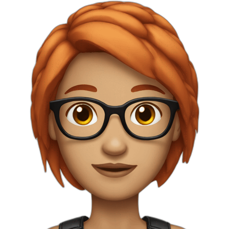 Short Hair Redhead Glasses with Black Frames Stich emoji